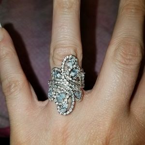 Sterling silver white sapphire ring